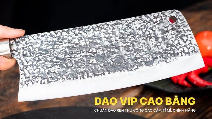 Dao chặt gà sắc bén -Thép nhíp ô tô - Cán mun khâu inox - N09TM / DAO VIP CAO BẰNG
