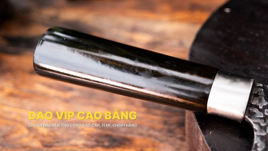 Dao chặt gà sắc bén -Thép nhíp ô tô - Cán mun khâu inox - N09TM / DAO VIP CAO BẰNG