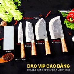 BỘ DAO BẾP CB08 khâu đồng cán cẩm + ĐÁ MÀI DAO VIP CAO BẰNG