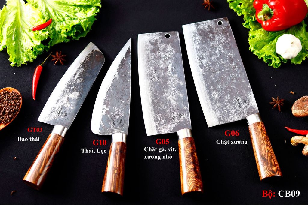 BỘ DAO BẾP CB09 cán cẩm DAO VIP CAO BẰNG