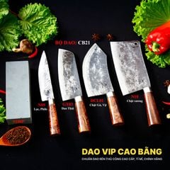 BỘ DAO BẾP CB21 cán cẩm + ĐÁ MÀI DAO VIP CAO BẰNG