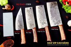 BỘ DAO BẾP CB30 cán ốp cẩm + ĐÁ MÀI DAO VIP CAO BẰNG