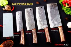 BỘ DAO BẾP CB34 cán ốp cẩm + ĐÁ MÀI DAO VIP CAO BẰNG