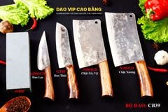 BỘ DAO BẾP CB39 cán ốp cẩm + ĐÁ MÀI DAO VIP CAO BẰNG