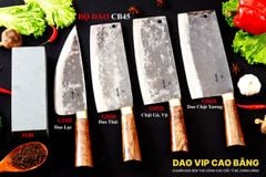 BỘ DAO BẾP CB45 cán cẩm khâu đồng + ĐÁ MÀI DAO VIP CAO BẰNG
