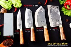 BỘ DAO BẾP CB50 cán cẩm khâu đồng + ĐÁ MÀI DAO VIP CAO BẰNG