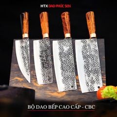 Bộ dao bếp cao cấp - Thép nhíp ô tô - Cán cẩm khâu đồng - CBC / HTX DAO PHÚC SEN