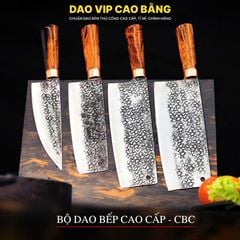 Bộ dao bếp cao cấp - Thép nhíp ô tô - Cán cẩm khâu đồng - CBC DAO VIP CAO BẰNG