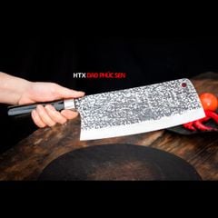 Dao chặt xương thép nhíp dập hoa văn - N10TM DAO VIP - HTX DAO PHÚC SEN