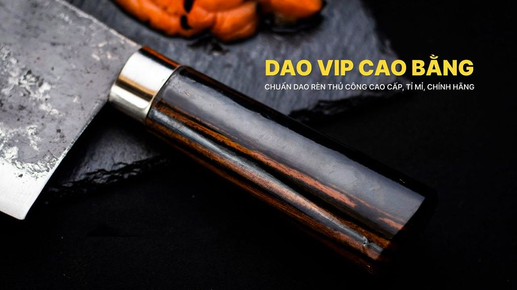 Dao chặt gà sắc bén -Thép nhíp ô tô - Cán mun khâu inox - N09M DAO VIP CAO BẰNG