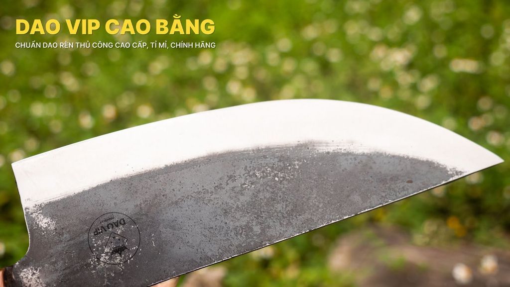 Dao chặt thái bầu nhọn - Thép nhíp xe - Cán cẩm chỉ khâu đồng đỏ - DCTDD / DAO VIP CAO BẰNG