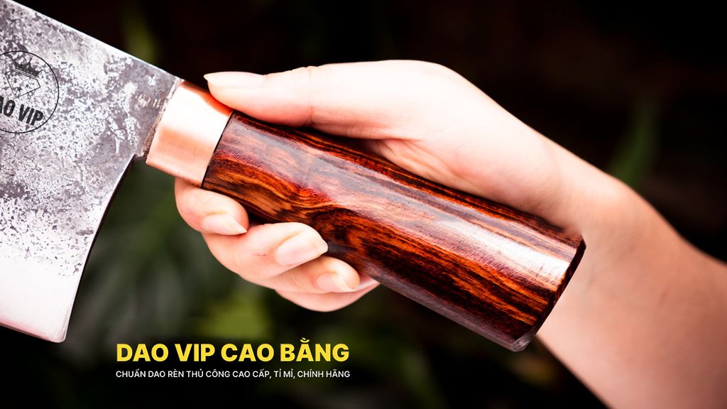 Dao chặt gà sắc bén -Thép nhíp ô tô - Cán cẩm khâu đồng - N09TDD DAO VIP CAO BẰNG