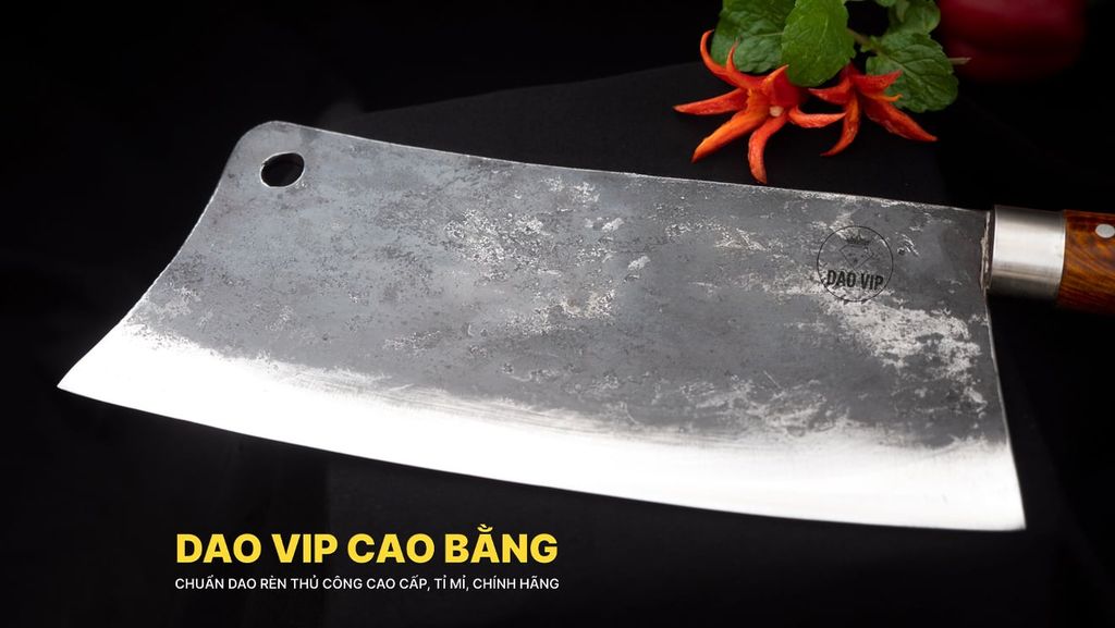 Dao chặt xương sắc bén - Thép nhíp ô tô - Cán tự nhiên khâu inox - N10 DAO VIP CAO BẰNG
