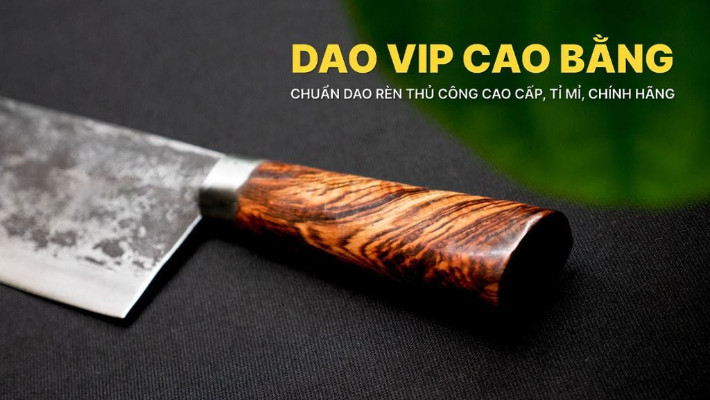 Dao chặt thái sắc bén - Thép nhíp ô tô - Cán tự nhiên khâu inox - G03 / DAO VIP CAO BẰNG