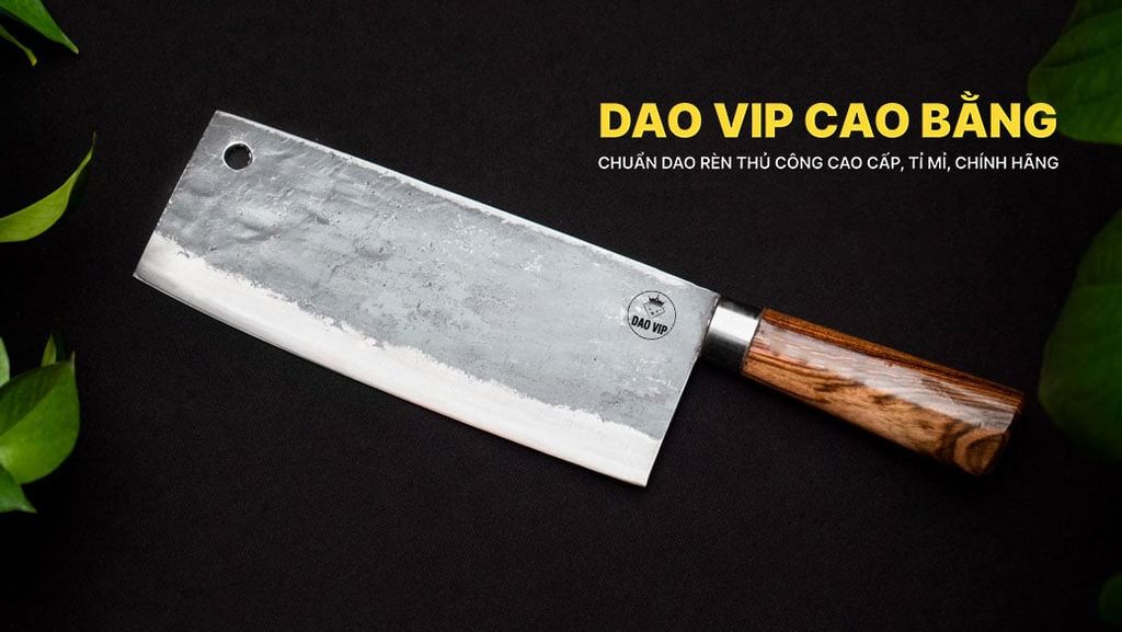 Dao chặt gà sắc bén - Thép nhíp ô tô - Cán gỗ tự nhiên khâu inox - G05 / DAO VIP CAO BẰNG