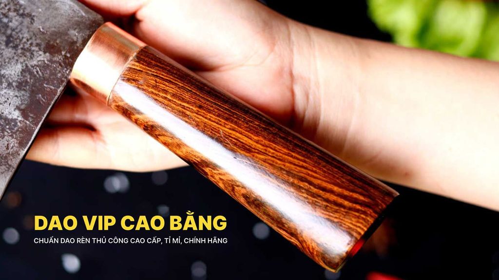 Dao chặt gà sắc bén -Thép nhíp ô tô - Cán cẩm khâu đồng - N09DD DAO VIP CAO BẰNG