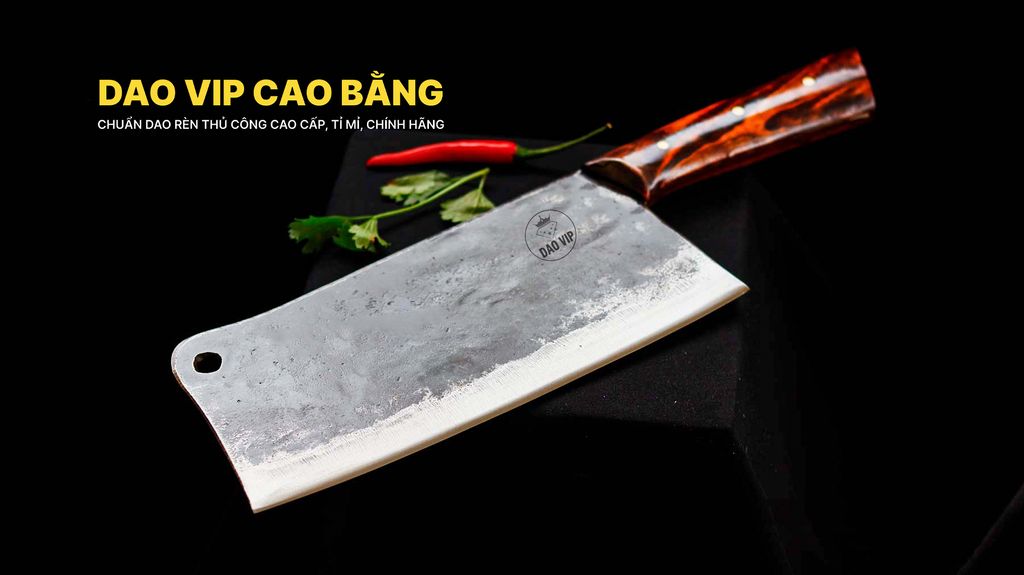 Dao chặt xương sắc bén - Thép nhíp ô tô - Cán ốp nu - N10OND DAO VIP CAO BẰNG