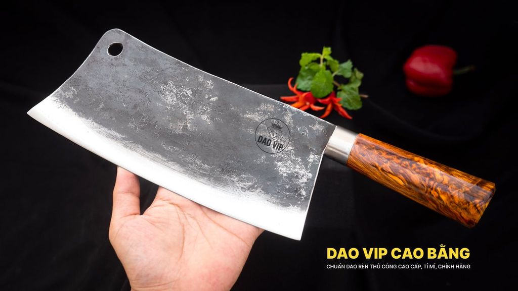 Dao chặt xương sắc bén - Thép nhíp ô tô - Cán tự nhiên khâu inox - N10 DAO VIP CAO BẰNG
