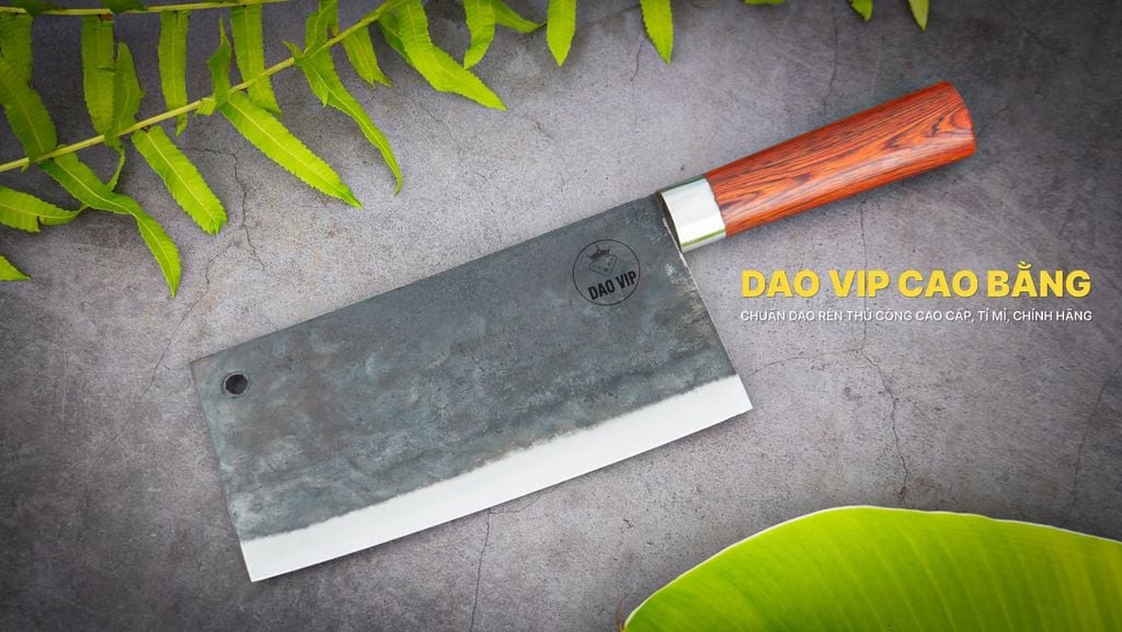 Dao thái phở bản 10 - Thép nhíp ô tô - Cán cẩm khâu inox - GTPC DAO VIP CAO BẰNG