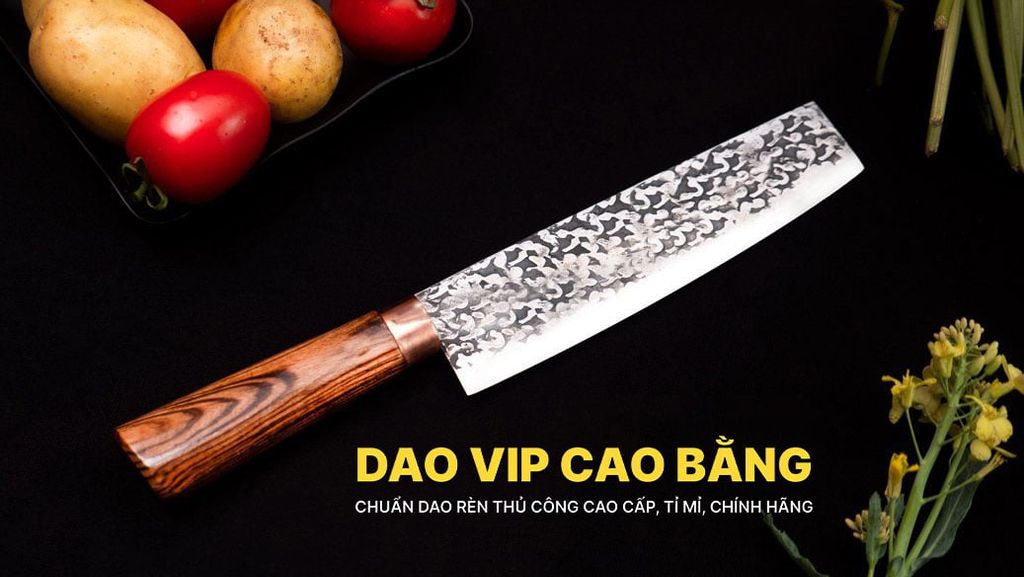 Dao thái thép nhíp dập hoa văn - G01TDD DAO VIP CAO BẰNG