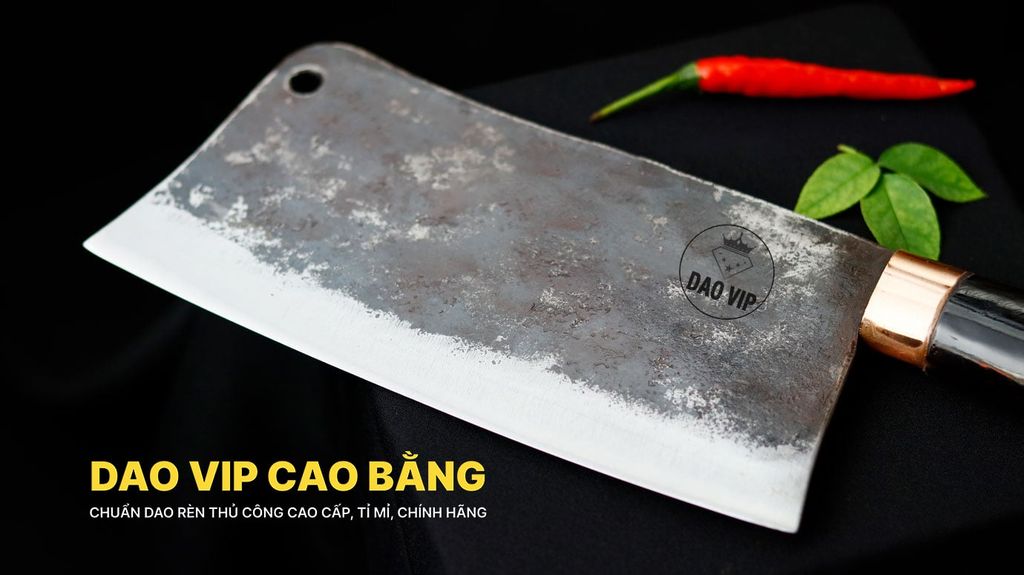 Dao chặt gà sắc bén -Thép nhíp ô tô - Cán mun khâu đồng - N09MDD DAO VIP CAO BẰNG