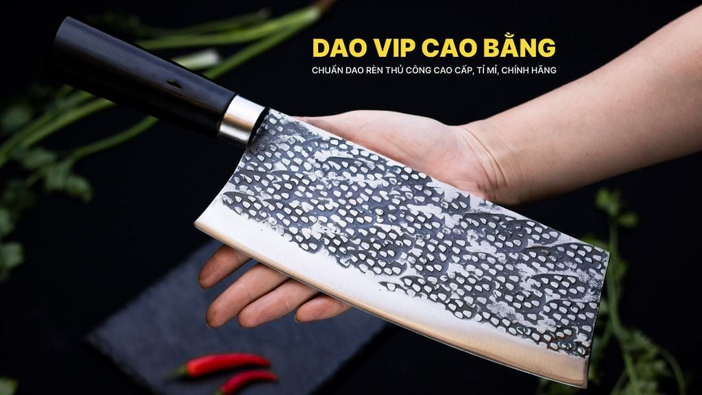 Dao chặt xương sắc bén - thép nhíp ô tô - cán mun khâu inox - DCX05M DAO VIP CAO BẰNG
