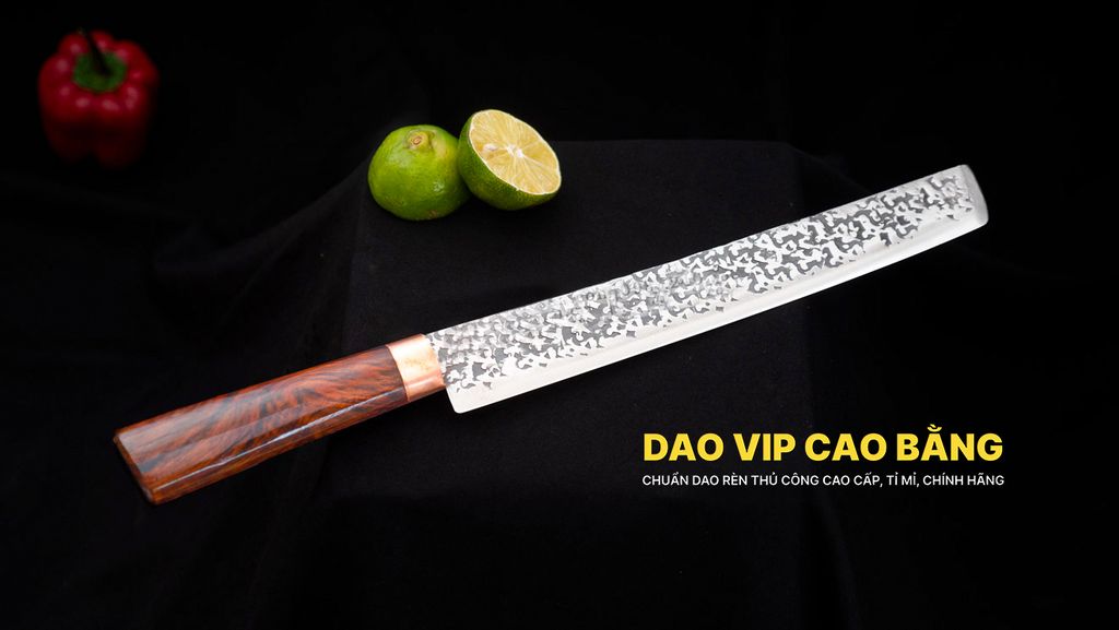 Dao phúc sen bản takohiki thép nhíp dập hoa văn - N15TDD DAO VIP CAO BẰNG