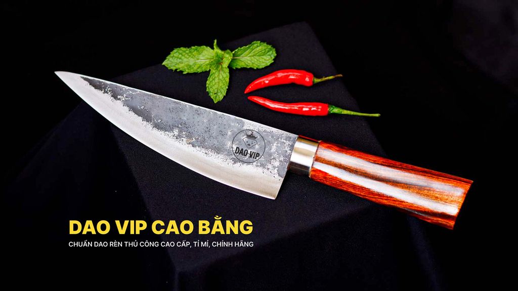 Dao lọc thái sắc bén - Thép nhíp ô tô - Cán tự nhiên khâu inox - N06 DAO VIP CAO BẰNG