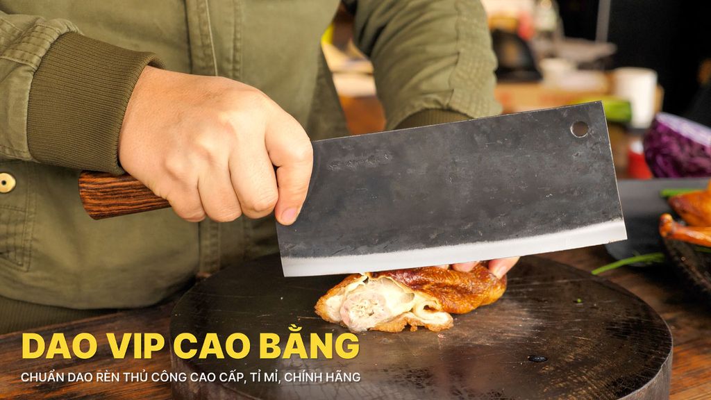 Dao chặt gà sắc bén - Thép nhíp ô tô - Cán cẩm khâu đồng - G05D DAO VIP CAO BẰNG