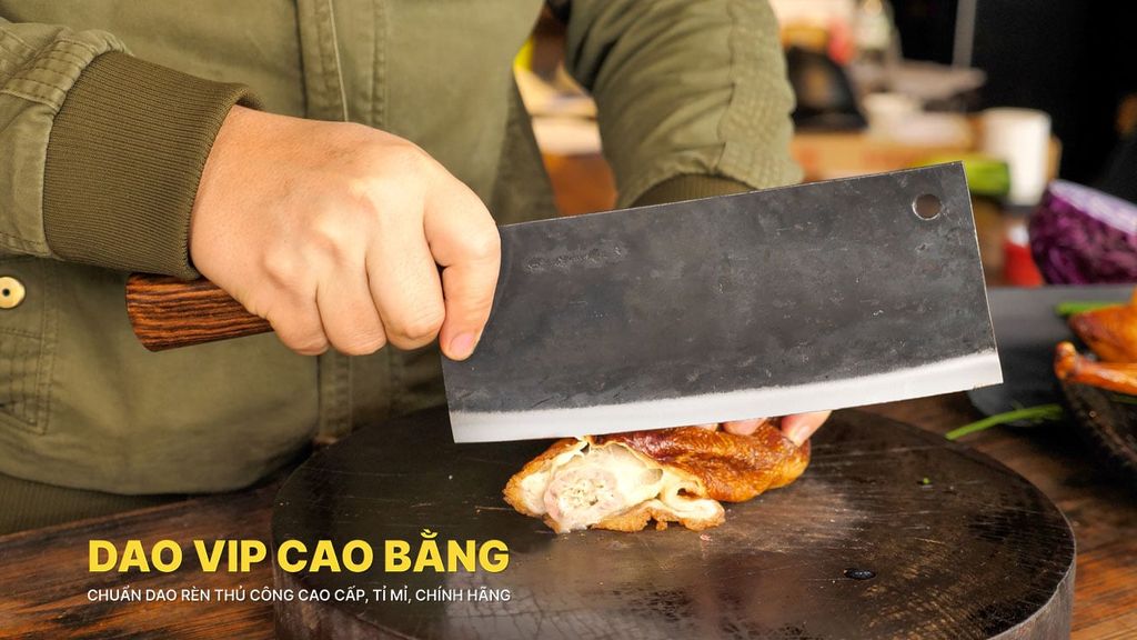 Dao chặt gà sắc bén - Thép nhíp ô tô - Cán gỗ tự nhiên khâu inox - G05 / DAO VIP CAO BẰNG
