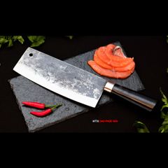 Dao chặt gà sắc bén - Thép nhíp ô tô - Cán mun khâu inox - G05M / HTX DAO PHÚC SEN