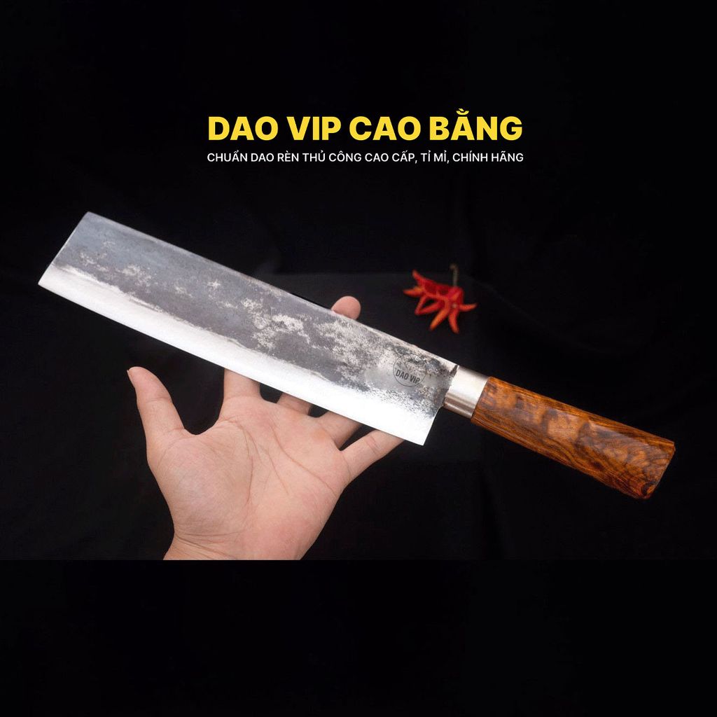 Dao chặt gà, chặt cây đa năng - Thép nhíp ô tô - Cán tự nhiên khâu inox - G07 DAO VIP CAO BẰNG
