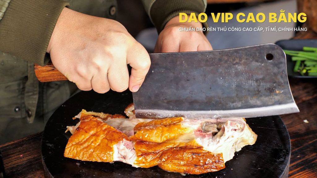 Dao chặt gà sắc bén -Thép nhíp ô tô - Cán cẩm khâu đồng - N09D DAO VIP CAO BẰNG