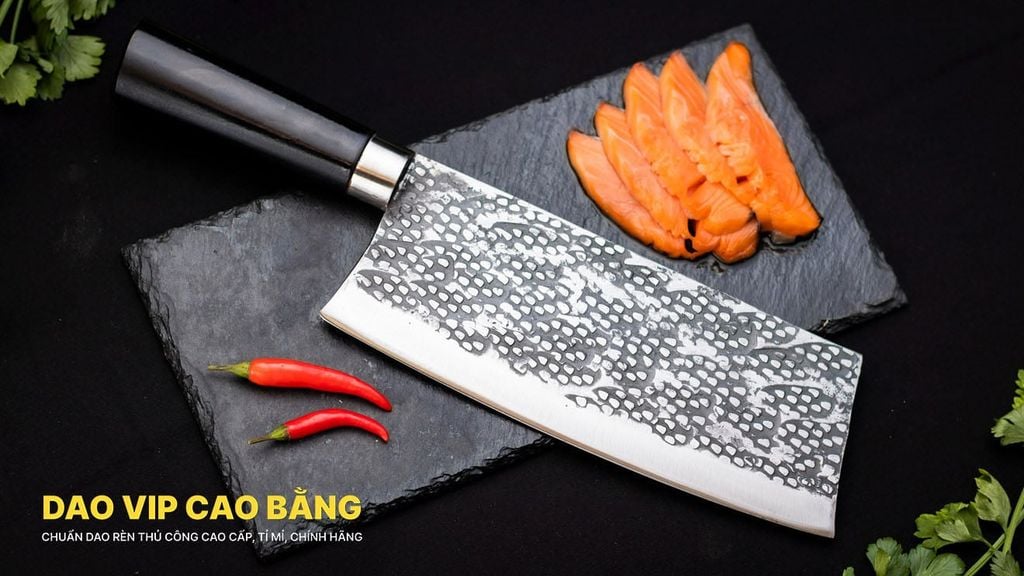 Dao chặt xương sắc bén - thép nhíp ô tô - cán mun khâu inox - DCX05M DAO VIP CAO BẰNG