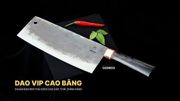 Dao chặt gà sắc bén - Thép nhíp ô tô - Cán mun khâu đồng - G05MDD DAO VIP CAO BẰNG