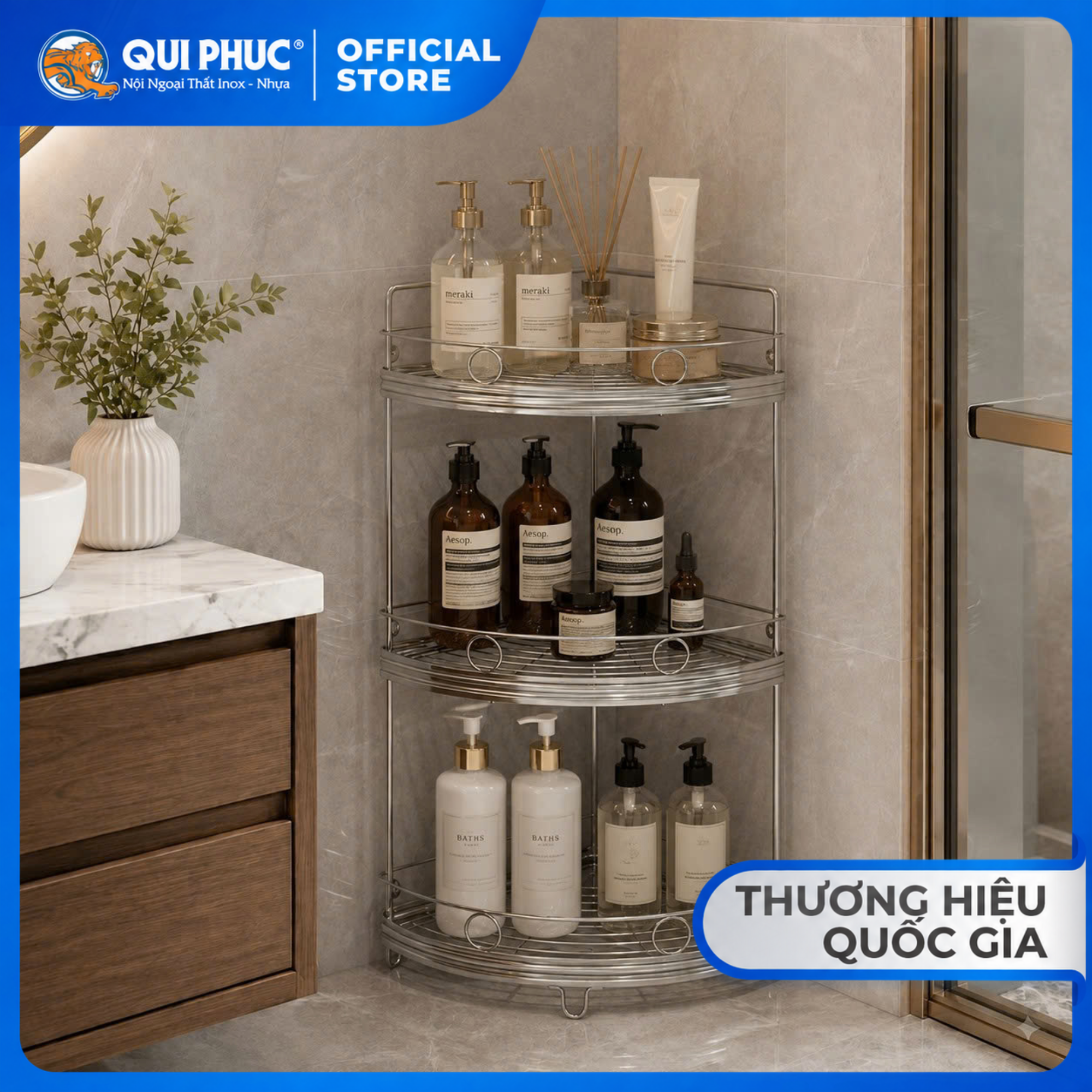  Kệ góc tường inox WIN chân đứng 