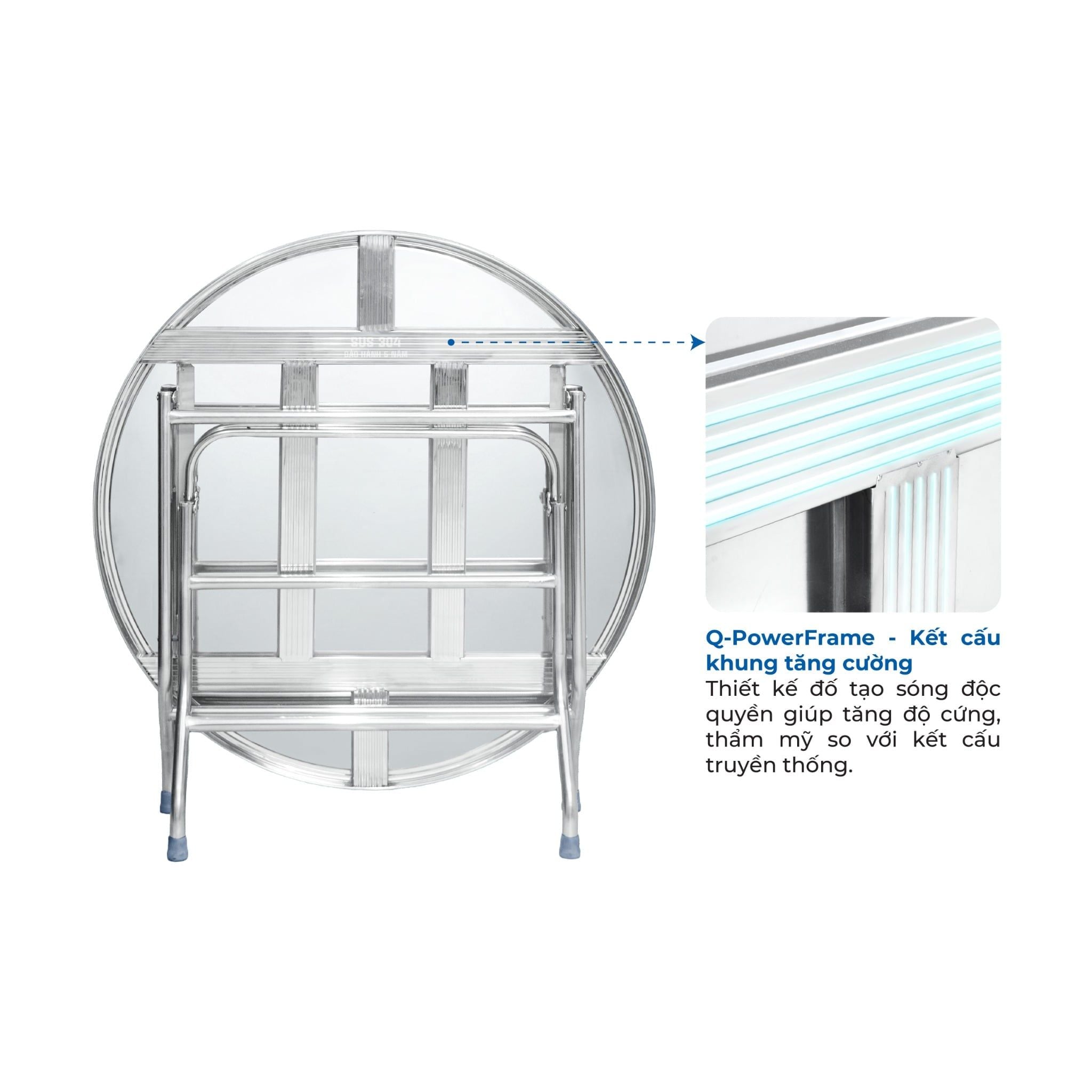  Bàn inox DELI 1m2 cạnh vuông 