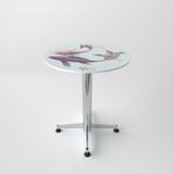  Bàn kiếng 6 tấc chân 1 trụ inox 