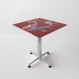  Bàn kiếng 6 tấc chân 1 trụ inox 