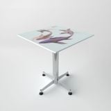  Bàn kiếng 6 tấc chân 1 trụ inox 