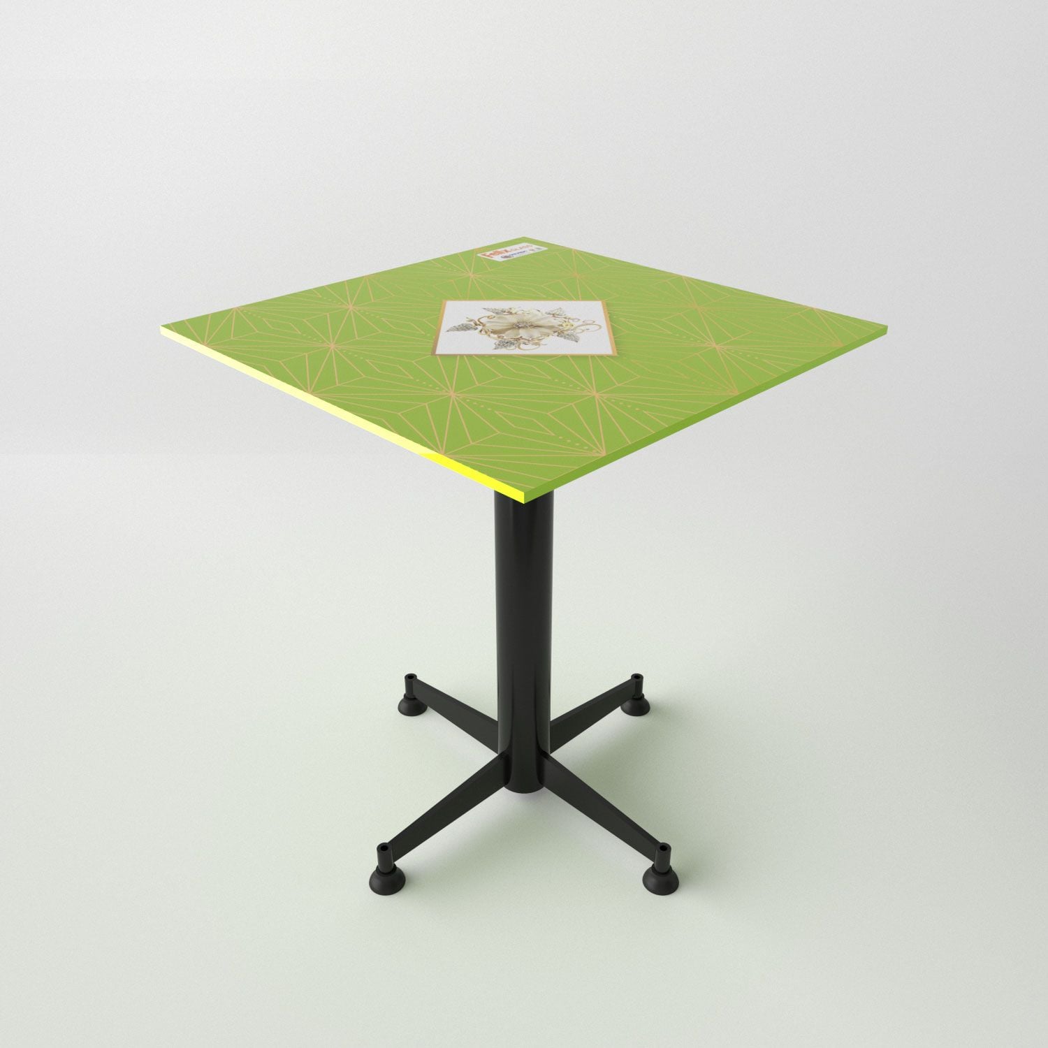  Bàn kiếng 6 tấc chân 1 trụ sắt - Đen 