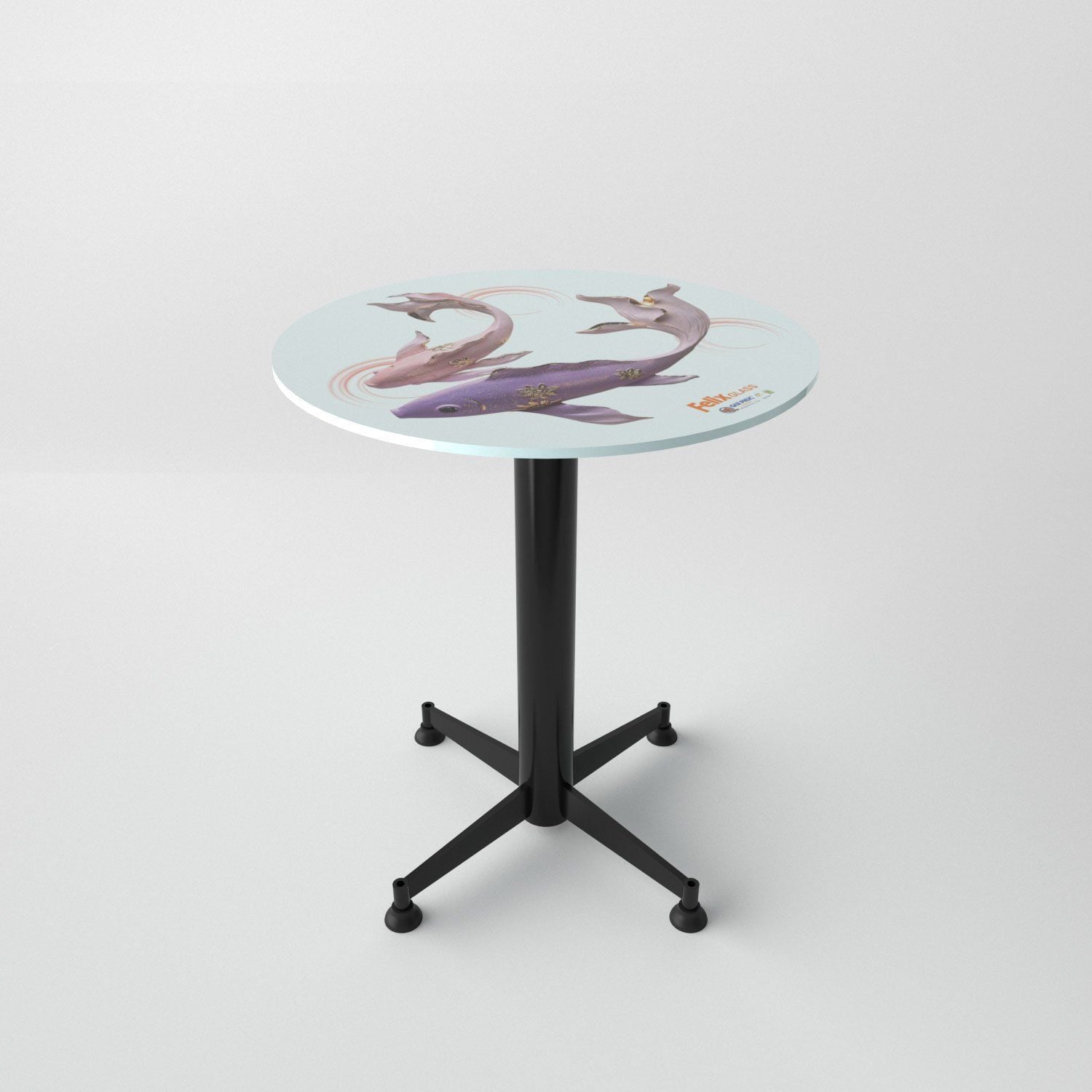  Bàn kiếng 6 tấc chân 1 trụ sắt - Đen 