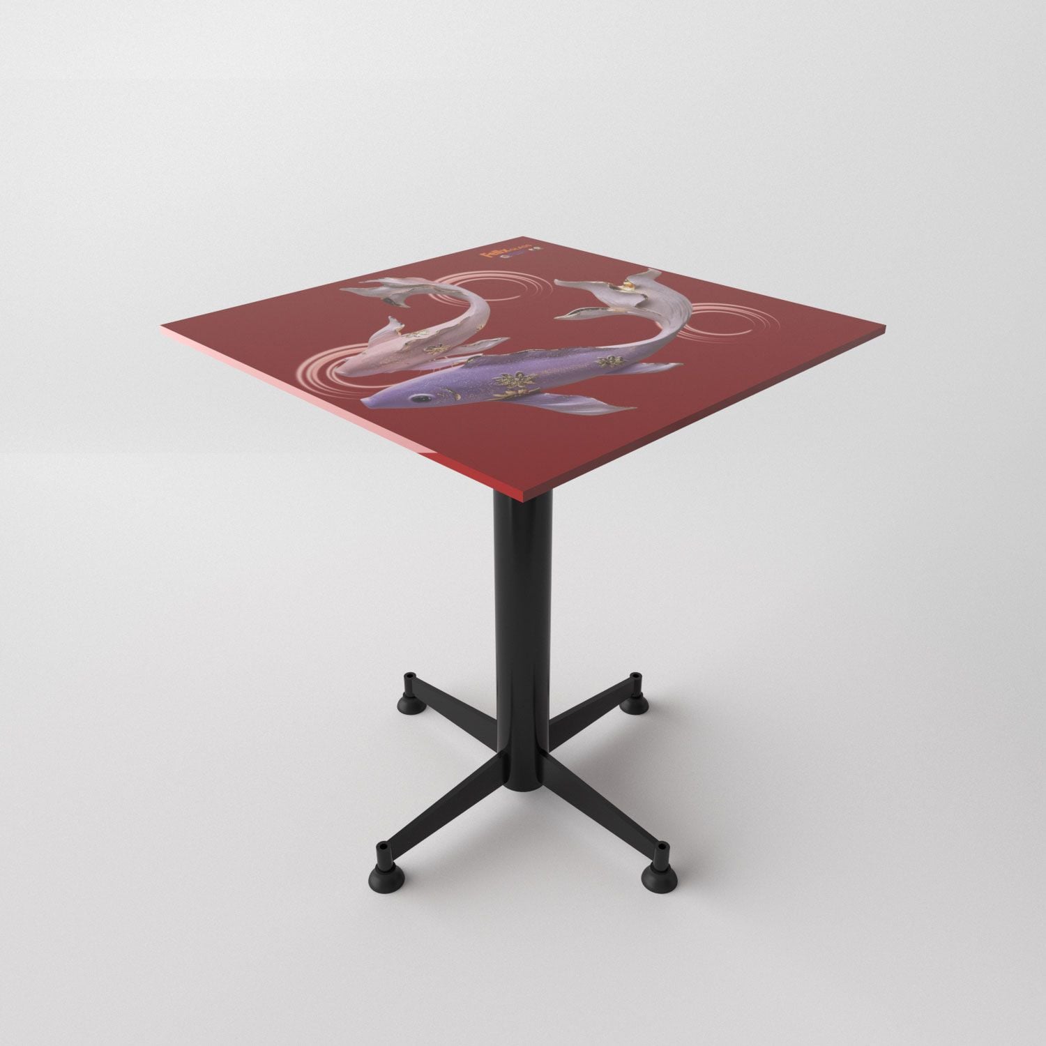  Bàn kiếng 6 tấc chân Paris 1 trụ sắt - Đen 