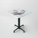  Bàn kiếng 6 tấc chân 1 trụ sắt - Đen 