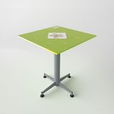  Bàn kiếng 6 tấc chân Paris 1 trụ sắt - Xám 