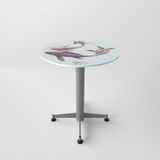  Bàn kiếng 6 tấc chân Paris 1 trụ sắt - Xám 