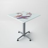  Bàn kiếng 6 tấc chân Paris 1 trụ sắt - Xám 