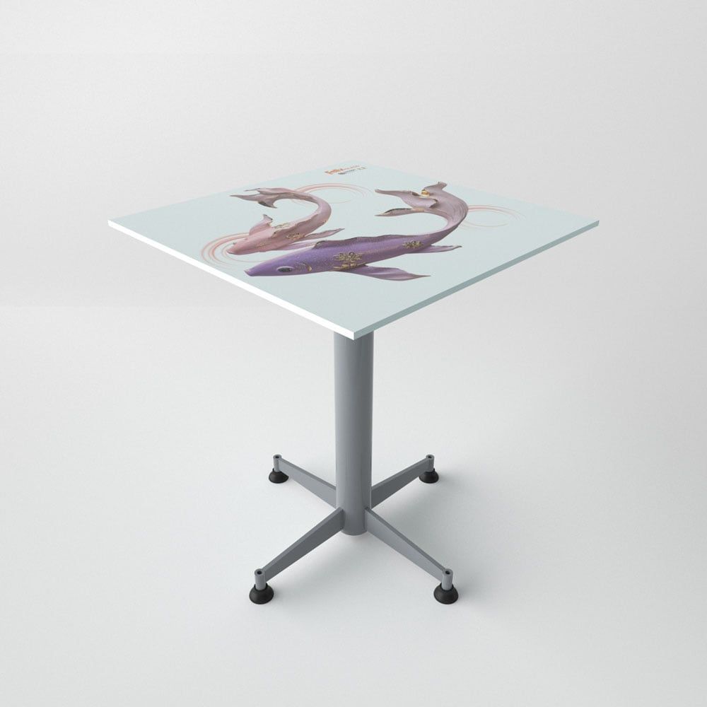  Bàn kiếng 6 tấc chân Paris 1 trụ sắt - Xám 