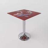  Bàn kiếng 6 tấc chân mâm 1 trụ inox 