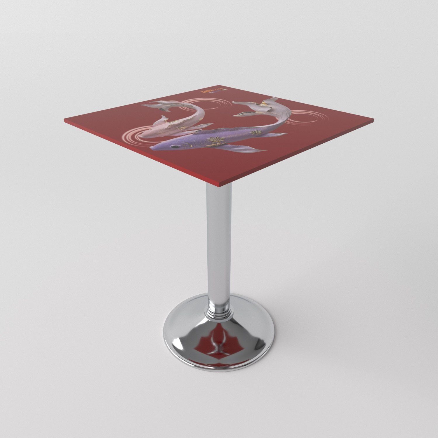  Bàn kiếng 6 tấc chân mâm 1 trụ inox 